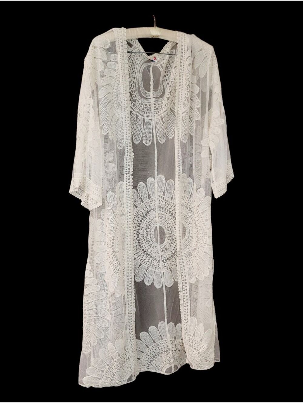 Beautiful Sheer Lace Open Cardigan Boho Duster O/S India Boutique